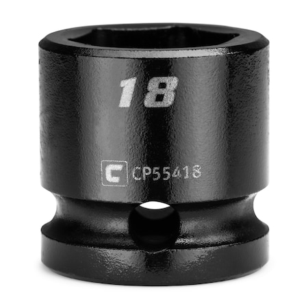 Capri Tools 1/2 in Drive 18 mm 6-Point Metric Stubby Impact Socket CP55418